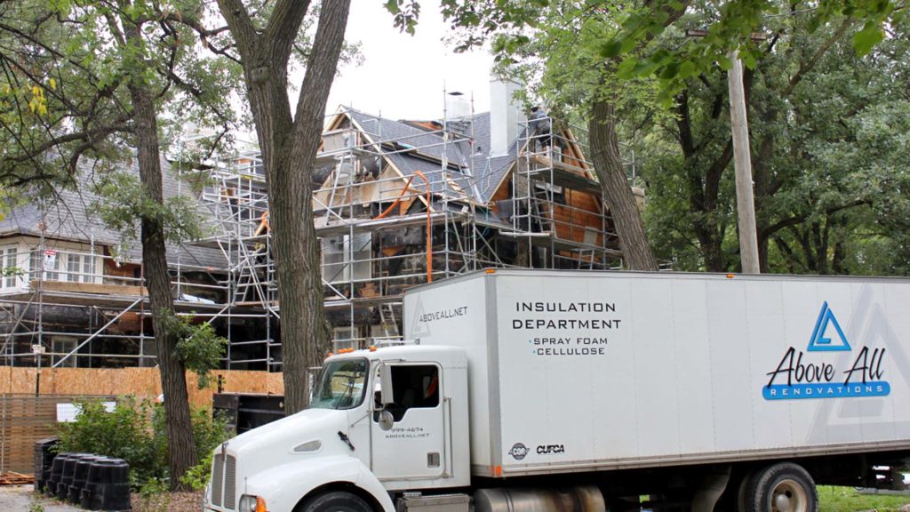 Above All Insulation truck in Winnipeg