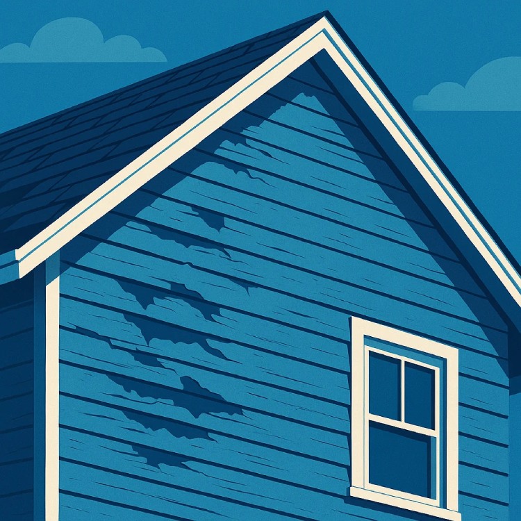 House with damaged siding.